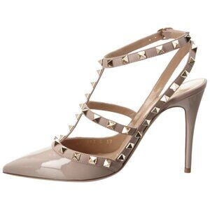 Valentino Rock Stud Patent Nude Pumps